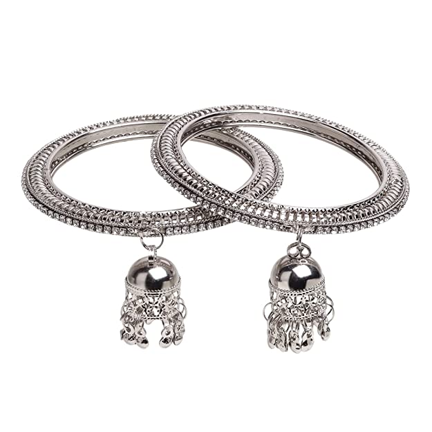 Sunaina Oxidized Traditional Jhumki Latkan Full Stone Bangle Pack of 4