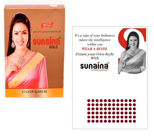 Sunaina Sticker Kumkum Deep Red Velvet DR-8 Round Bindi (15 Flaps)