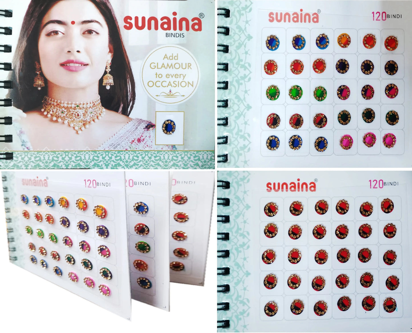 Mini Spiral Multicolor Double Shade Stone Border (120 Bindi)