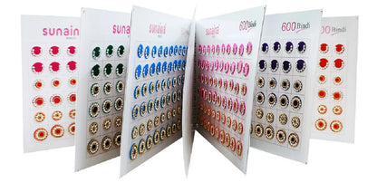 Spiral Multicolor Mix Round Design & Mix Size Silver Stone Bindi (600 Bindi)