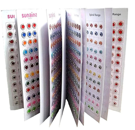 Sunaina Spiral Silver Stone Border bindi book